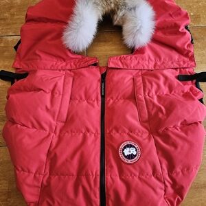Canada Goose Kids Bright Red Newborn Carseat Bunting/cover